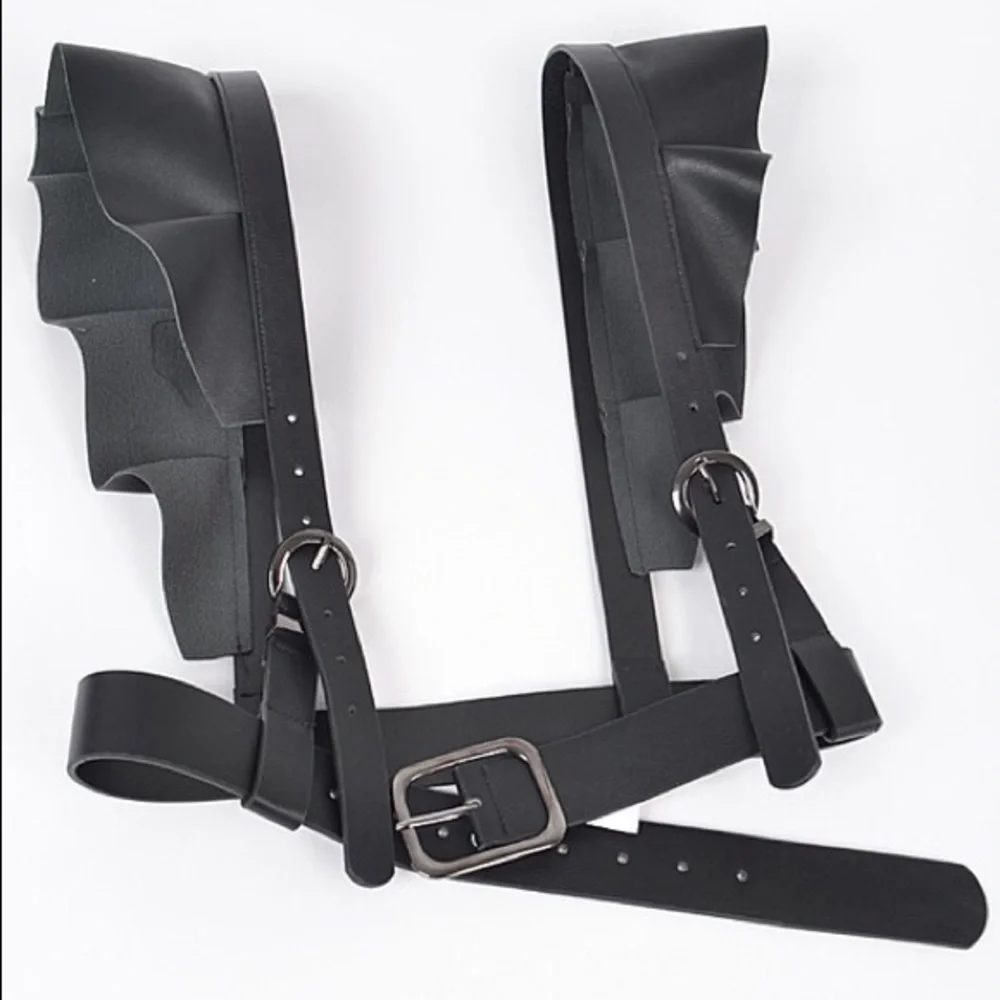 Host Pick🎊Sexy Black Leather Ruffle Harness Statement Belt